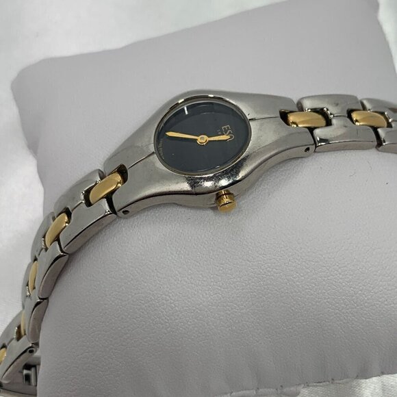 ESQ Movado Ladies Tonneau Watch Two-Tone Steel Black Dial Quartz 07100710